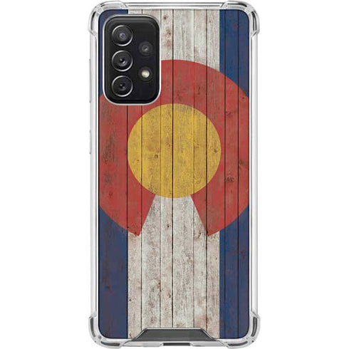 Colorado Flag Dark Wood Galaxy A72 5G Clear Case